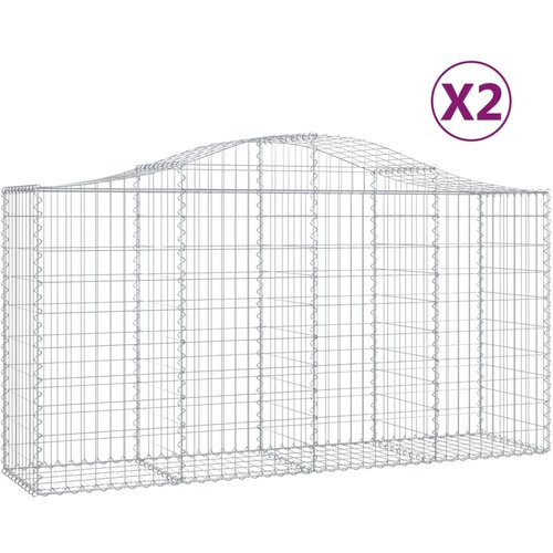  Lučne gabionske ko&amp;scaron;are 2 kom 200x50x100/120cm pocinčano željezo Slike