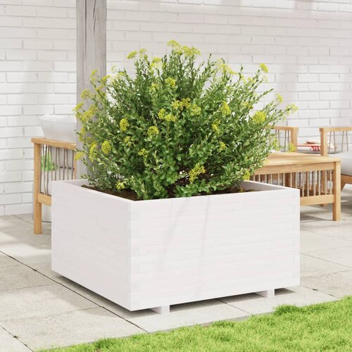  Vrtna sadilica bijela 90x90x49,5 cm od masivne borovine Slike