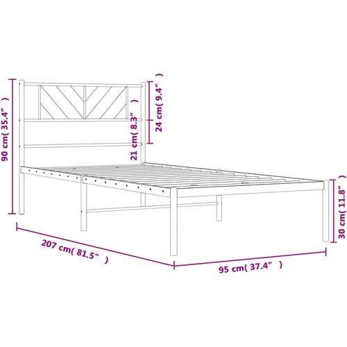  Metalni okvir za krevet s uzglavljem bijeli 90x200 cm Slike