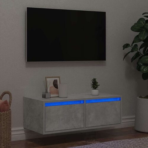 TV ormarić s LED svjetlima siva boja betona 75x35 5x25 cm Cijene