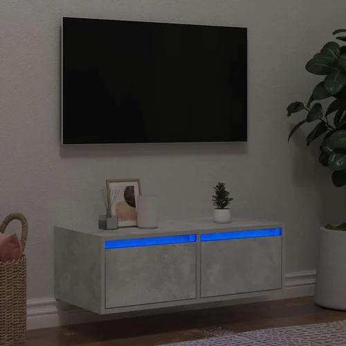 TV ormarić s LED svjetlima siva boja betona 75x35 5x25 cm