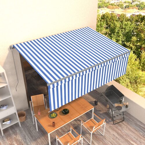 Tenda na ručno uvlačenje s roletom 4 x 3 m plavo-bijela Cijene
