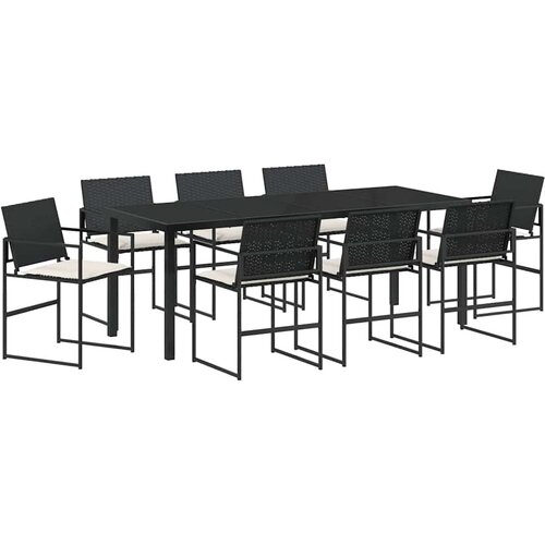  Vrtni set za objed s jastukom 9 pcs Crna i Krema poliratan Slike