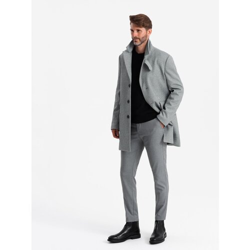 Ombre patterned single-breasted men's coat with pockets - grey Slike