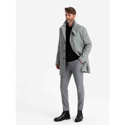 Ombre Patterned single-breasted men's coat with pockets - grey