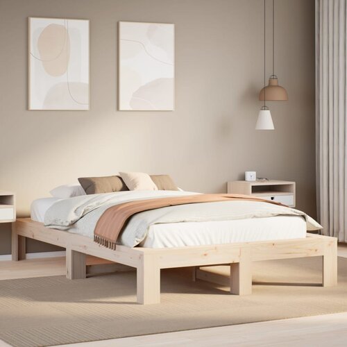 VidaXL Posteljni okvir brez vzmetnice 135x190 cm trdna borovina Slike