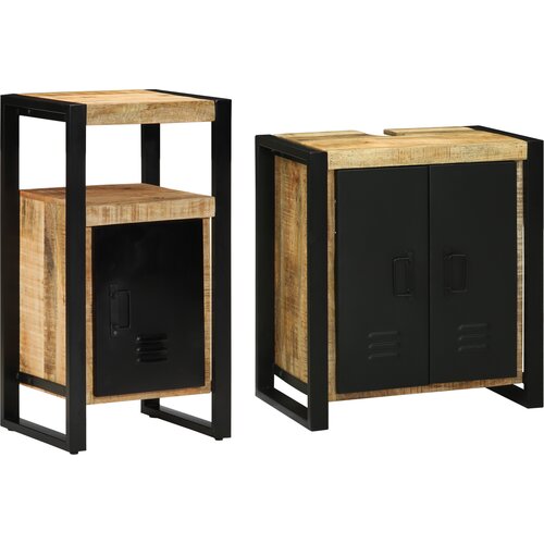 VidaXL Komplet pohi&amp;scaron;tva za kopalnico 2 pcs Rjava Trd, grob mango les Slike
