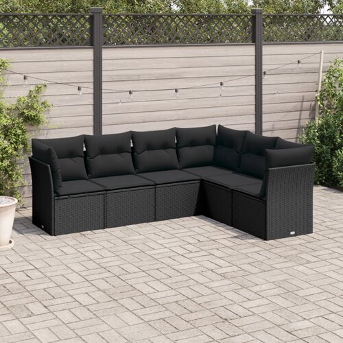 vidaXL 6-dijelni set vrtnih sofa s jastucima crni od poliratana Cijene