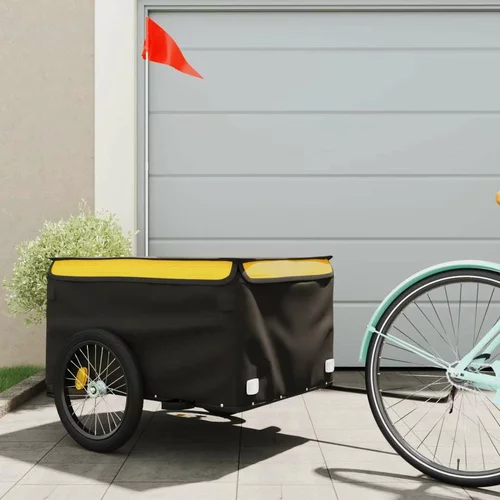  Teretna prikolica za bicikl crno-žuta 45 kg željezna