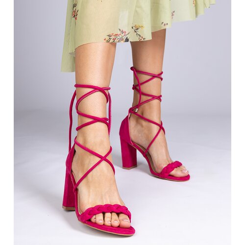 D/CEO marka niezdefiniowana Pink lace-up block heel sandals Elesinda Cene