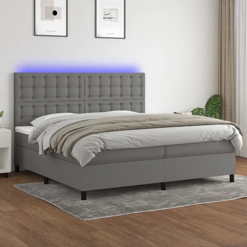 The Living Store Box spring postelja z vzmetnico LED temno siva 200x200 cm blago - Box Spring Postelja, (21518833)