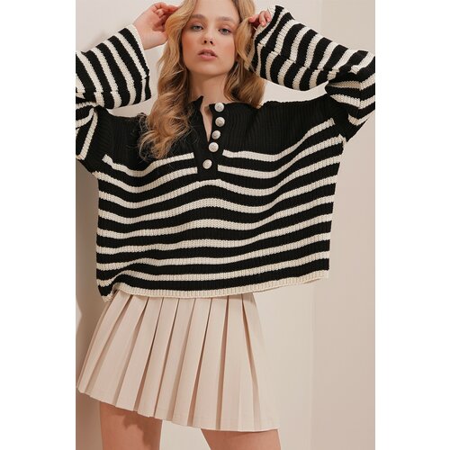 Trend Alaçatı Stili Sweater - Black - Oversize Cene