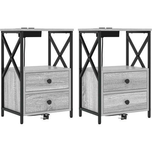  Noćni ormar 2 kom. Siva Sonoma 40 x 31 x 60 cm Slike