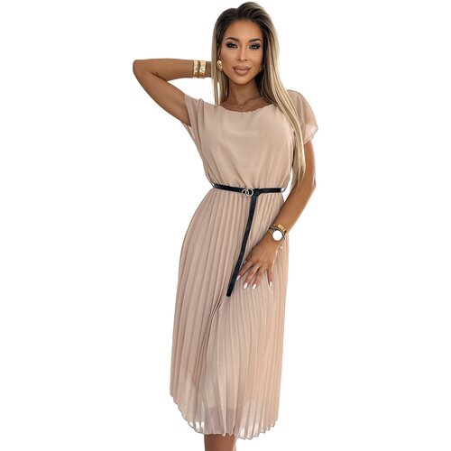 Numoco Women&amp;#039;s pleated midi dress with black belt Slike