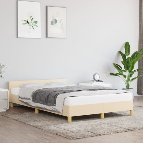 VidaXL Posteljni okvir z vzglavjem krem 120x200 cm blago Slike