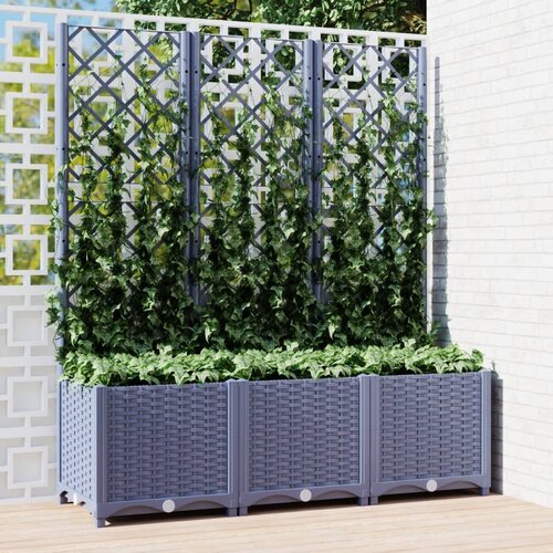 Furnova Cvetlično korito z oporno mrežo temno sivo 120x40x136 cm PP, (21920464) Cene