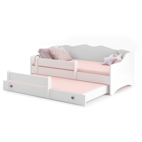 Kobi Furniture Emma - zakonska postelja 160x80 z okvirjem, predalom, ograjo in dvema vzmetnicama, (20626005) Cene