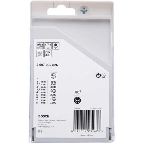 Bosch 9-delni kompet svedrov HSS PointTeQ (HEX) 2-8 mm 2607002826 Slike