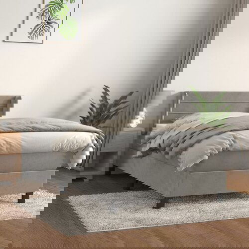The Living Store Box spring postelja z vzmetnico svetlo siva 80x200 cm žamet - Box Spring Postelja, (21492435) Slike