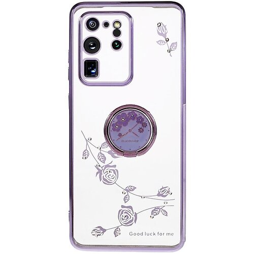 INORCO Za Samsung Galaxy S20 Ultra TPU ovitek s cvetličnim vzorcem, galvaniziran ovitek za telefon s stojalom, (22036497) Slike