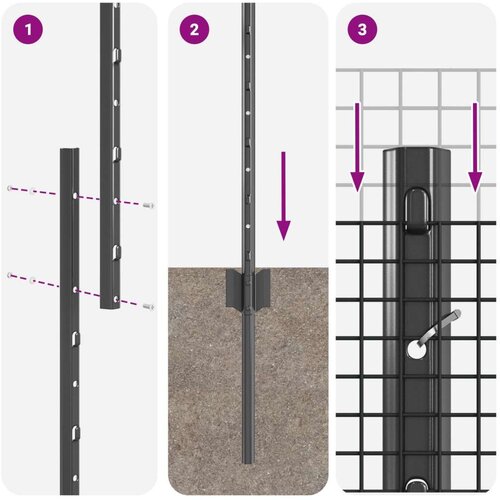 VidaXL Set ograde za pijetlove Set od 2 Siva Metal 10 x 1 m Izdržljivo Slike