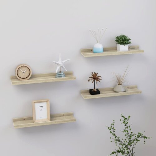 VidaXL Stenske police 4 kosi sonoma hrast 40x9x3 cm Slike