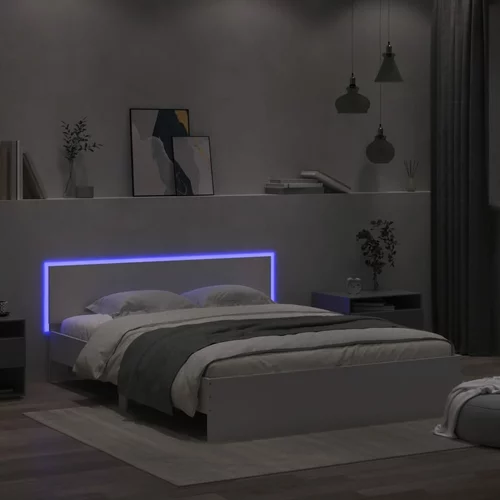  Okvir kreveta s uzglavljem i LED bijeli 160 x 200 cm