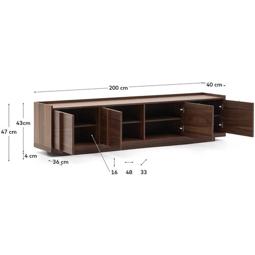 Kave Home Rjava TV omarica v orehovem dekorju 200x47x40 cm Onix &amp;ndash; Slike