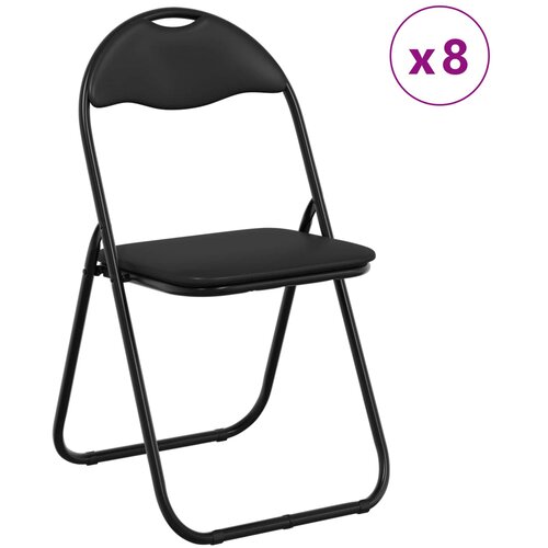  Sklopiva stolica 8 pcs Crna 48 x 43,5 x 81 cm Lažna koža Slike