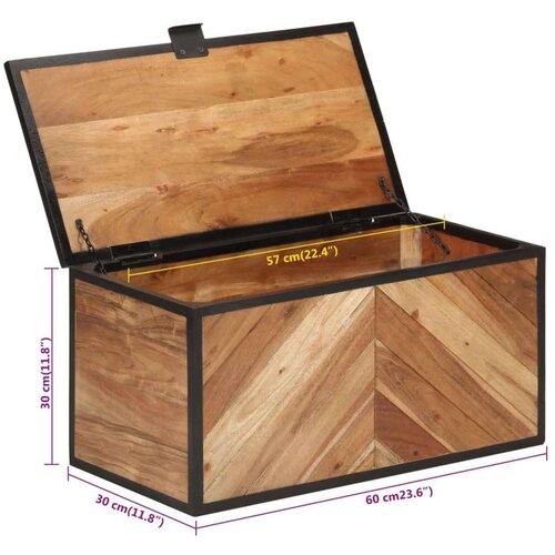 VidaXL Kutija za pohranu 60x30x30 cm masivno drvo bagrema i željezo Slike