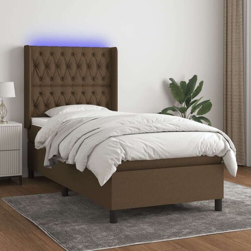  Krevet box spring s madracem LED tamnosmeđi 100x200 cm tkanina Cene