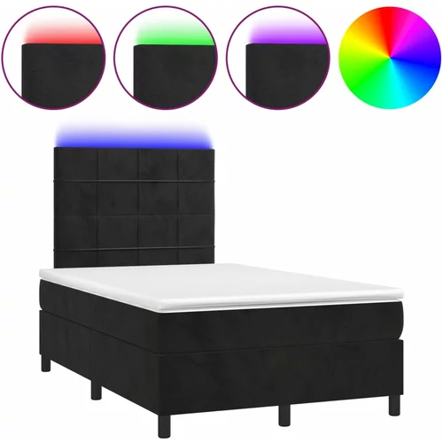 vidaXL Box spring postelja z vzmetnico LED črna 120x200 cm žamet, (20901569)