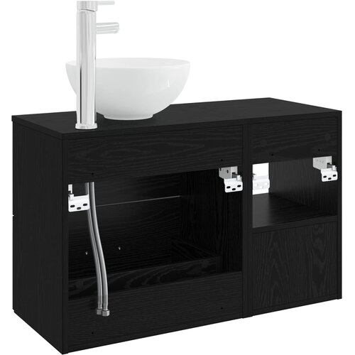  Set namje&amp;scaron;taja za kupaonicu 2 kom. Crni hrast Konstruirano drvo Crna 49,5 x 41 x 80 cm Slike