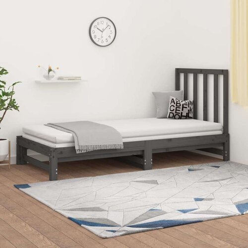  Izvlečna dnevna postelja siva 2x(90x200) cm trdna borovina, (20726376) Slike