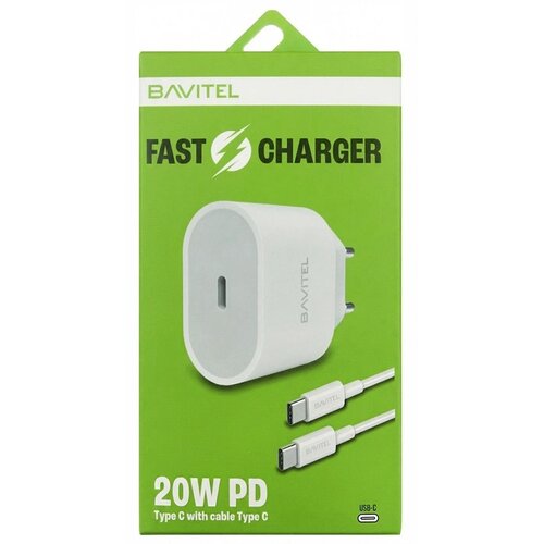 BAVIN Bavitel punjač 20W PD Type C +kabl Type C/ Type C bela ( 92014 ) Slike