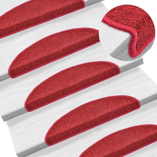  Prostirke za stepenice 10 kom 56x17x3 cm crvene poluokrugle Cene