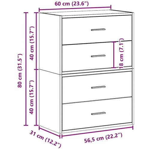  Ormari s 2 ladice 2 kom crni hrast 60x31x40cm konstruirano drvo Slike