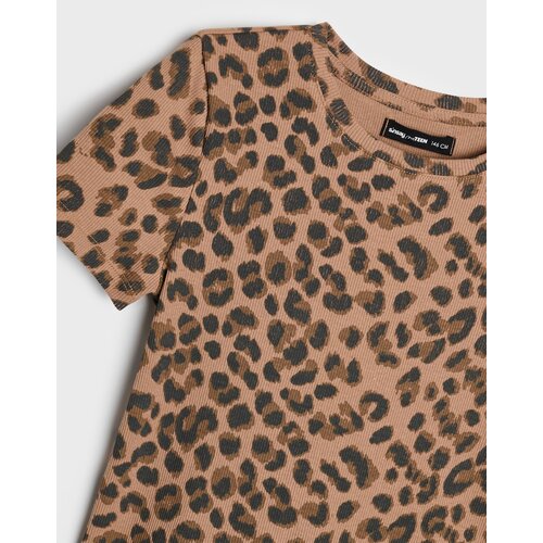 Sinsay Pamučna majica s leopard uzorkom Slike