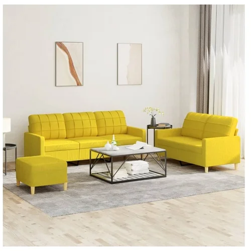 vidaXL 3-dijelni set sofa s jastucima svjetložuti od tkanine