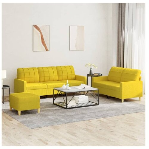 vidaXL 3-dijelni set sofa s jastucima svjetložuti od tkanine Cene