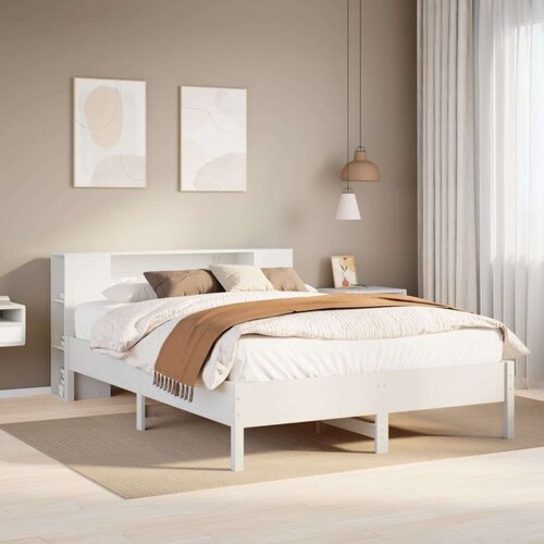 vidaXL Krevet s regalom z knjige bez madraca bijeli 120x190cm borovina Cijene