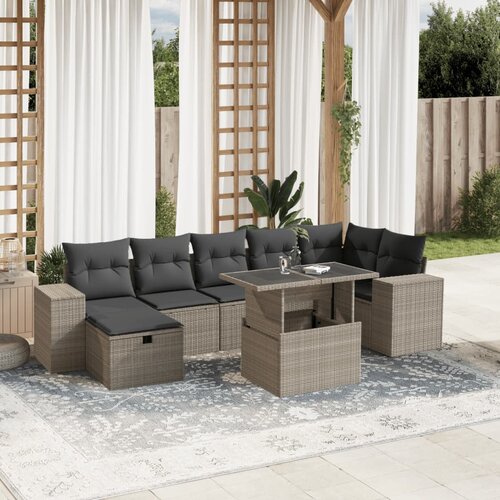 vidaXL 8-dijelni set vrtnih sofa od poliratana s jastucima svjetlosivi Cijene