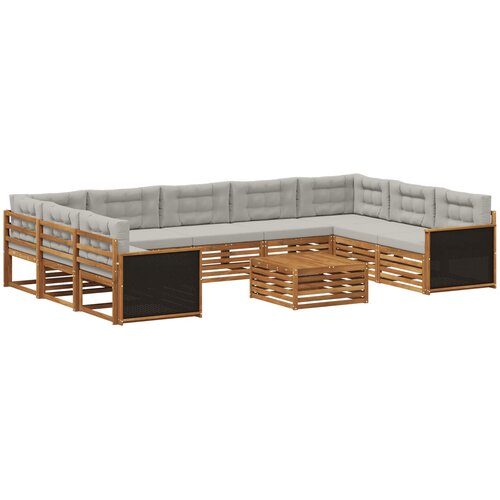  Set vanjskih sofa 10 kom. Prirodna i svjetlosiva Smeđa Slike