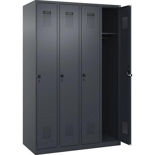 C+P Garderobna omara Evolo PLUS, 4 deli, sive barve, Š 1200 mm, talni drsniki, vrtljiv zapah Cene