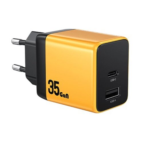 WEKOME WP-U36 Superbrzi Strujni GaN punjač, 2-porta USB (3.0 i 3.1 tip C) 35W, žuti Slike