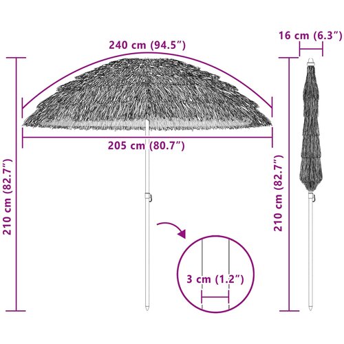  Suncobran za plažu Prirodna 205 x 205 x 210 cm Slike
