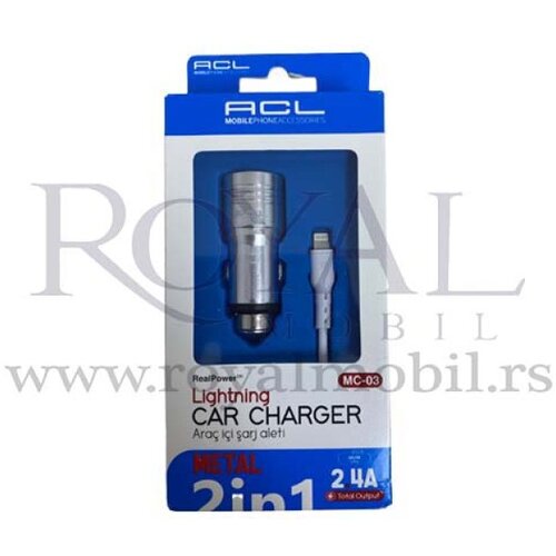  auto punjač acl MC-03 lightning 2.4A srebrni Cene