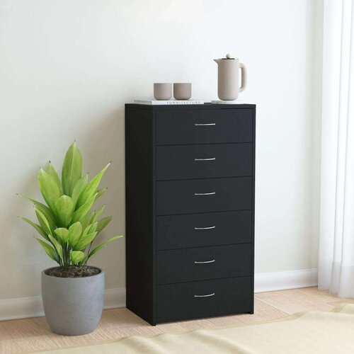 VidaXL Komoda sa 6 ladica crna 50 x 34 x 96 cm od konstruiranog drva Slike