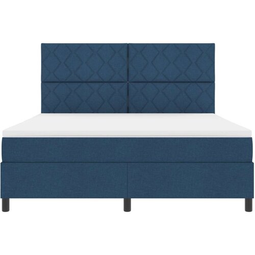 VidaXL Box Spring Krevet s Madracem Plavi Super Kralj Slike