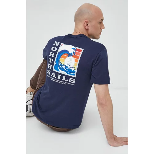 North Sails Pamučna majica boja: tamno plava, s tiskom